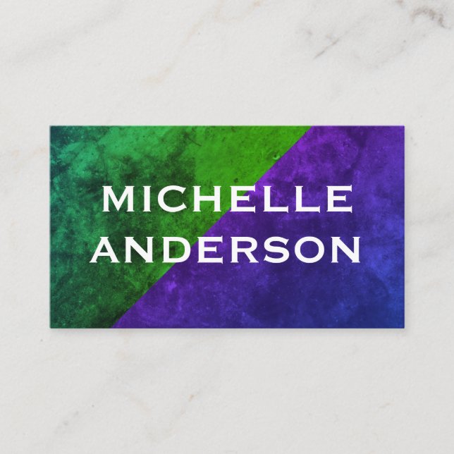 Modern Green Purple Color Blocks Business Card (Front)