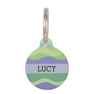 Modern Green & Purple Pattern Custom Pet ID Tag