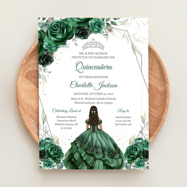 Modern Green Quinceanera Invitation (Creator Uploaded)