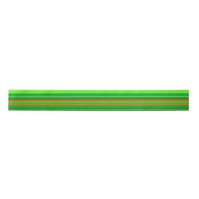 Modern green red Christmas creative striped Satin Ribbon (Front)