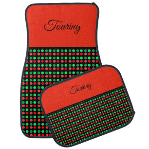 Modern Green Red Polka Dots Car Floor Mat