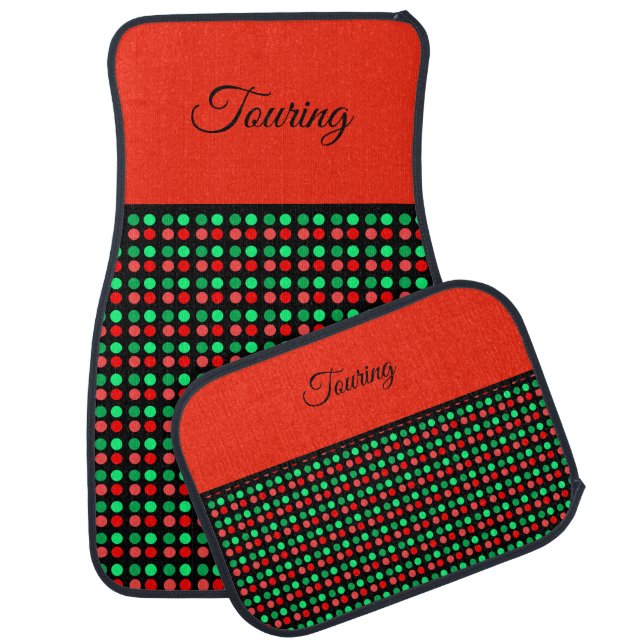 Modern Green Red Polka Dots Car Floor Mat (Set)