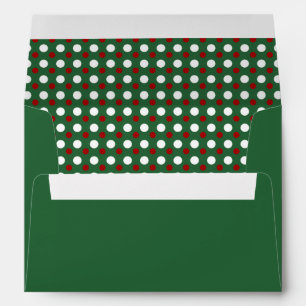 Modern Green Red Polka Dots Christmas Pattern Envelope