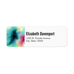 Modern Green & Red Space Nebula Watercolor Label