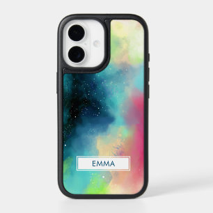 Modern Green & Red Space Nebula Watercolor iPhone 17 Case