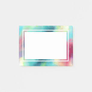 Modern Green & Red Space Nebula Watercolor Post-it Notes