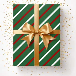 Modern Green red Stripes Christmas 