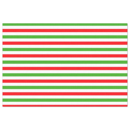 Modern Green Red White Stripes Christmas Tissue Paper