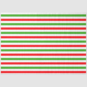 Modern Green Red White Stripes Christmas Tissue Paper