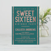 Modern Green Rose Gold Glitter Frame Sweet 16 Invitation (Standing Front)