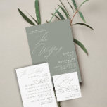 Modern Green Sage White Wedding  Invitation<br><div class="desc">Simple modern wedding invitation in green sage and white. The unique hand-written calligraphy gives it a chic look. If you need help,  additional colors or pieces please contact me (Maria) using the contact button below.</div>