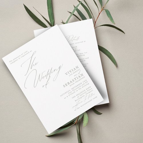 Modern Green Sage White Wedding RSVP QR Code Invitation