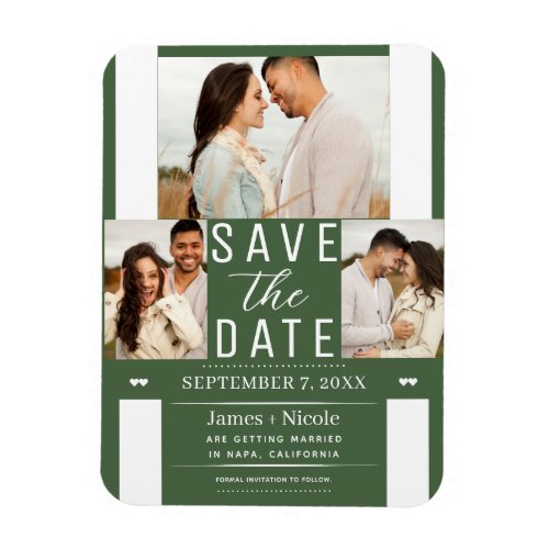 Modern Green Save the Date Wedding Photo Magnet