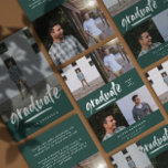 Modern green script 4 photo stylish graduation invitation<br><div class="desc">Modern Green Script Photo Graduation Announcement | 4 Photo Collage Graduate Card Celebrate your graduate in style with this modern, elegant graduation announcement featuring a rich green background and a stylish handwritten script headline. This design showcases a four-photo collage, allowing you to highlight your graduate’s personality and journey. The clean,...</div>