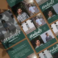 Modern green script 4 photo stylish graduation