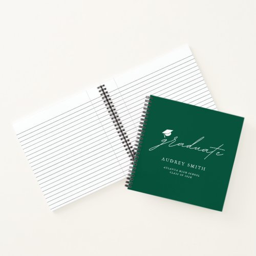 Modern Green Script Graduation Party Guest Book