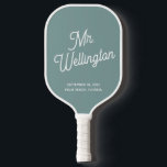 Modern Green Script Groom Wedding  Pickleball Paddle<br><div class="desc">Modern Green Pickleball Paddle with the spouse's or grooms name in modern script font for a Pickleball wedding.</div>