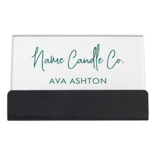 Modern Green Script Professional Desk Business Card Holder