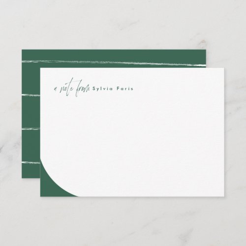 Modern green script trendy stylish personalized note card