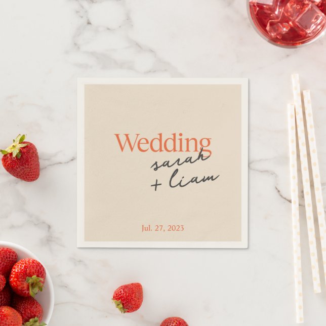 Modern Green Script Wedding Napkins (Insitu)