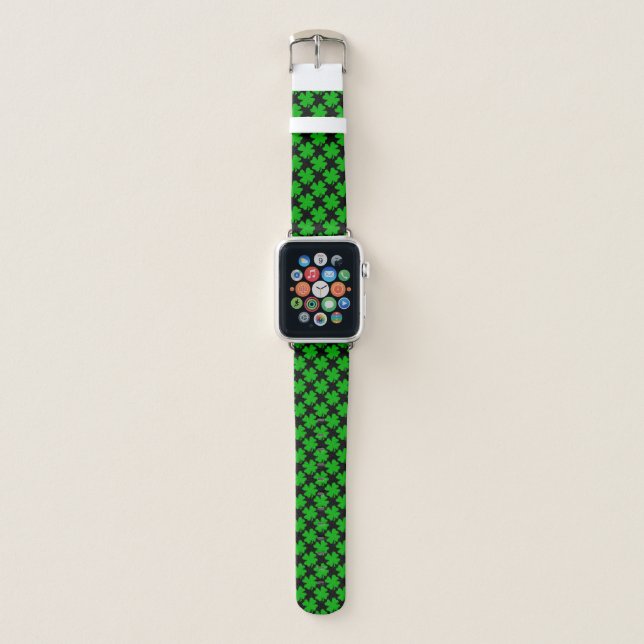 Modern green Shamrock Pattern Apple Watch Band (Front)