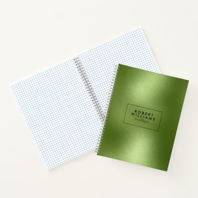 Modern Green Shiny Abstract Background Notebook (Inside)
