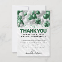 Modern Green Silver Balloon Glam Glitter Birthday