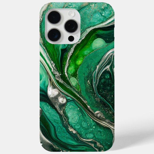 Modern Green Silver Elegant Marble Case-Mate iPhone Case (Back)