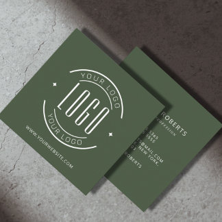 Modern green simple add your logo  square business card