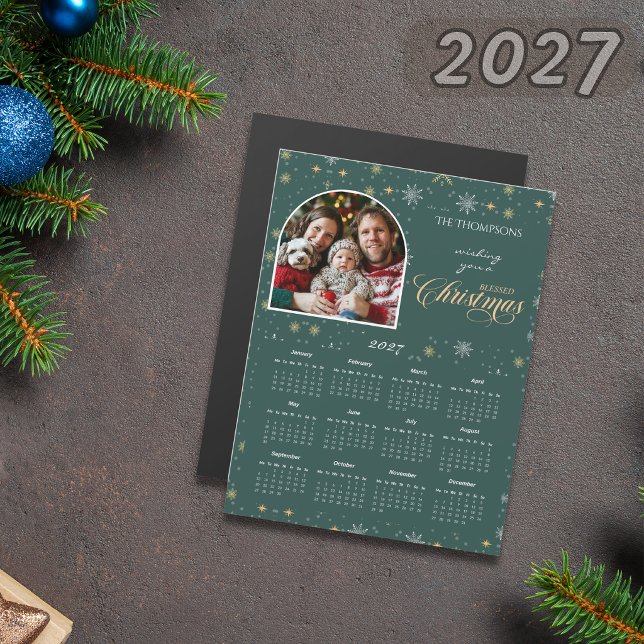 Modern Green Snowflake Photo 2027 Calendar (Creator Uploaded)