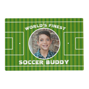 Modern Green Soccer Sports Field Custom Photo Placemat