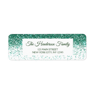 Modern Green Sparkly Glitter Elegant Christmas Label