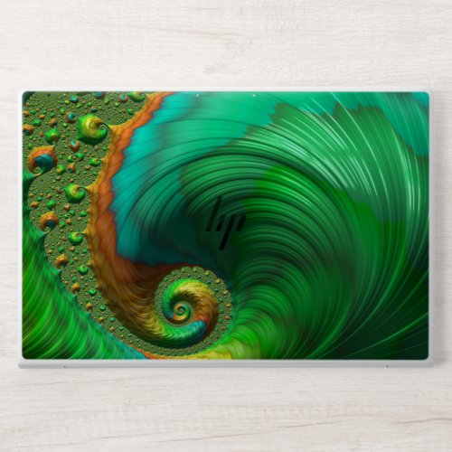 Modern Green Spiral Fractal Abstract Mint Fusion HP Laptop Skin