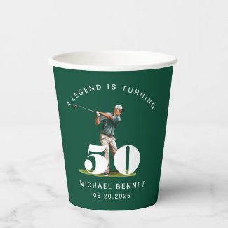 Modern Green Sport Golfer 50th Birthday