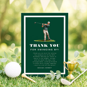 Modern Green Sports Golf Birthday Thank You Card