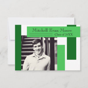 Modern Green Stripes - 3x5 Graduation Announcement