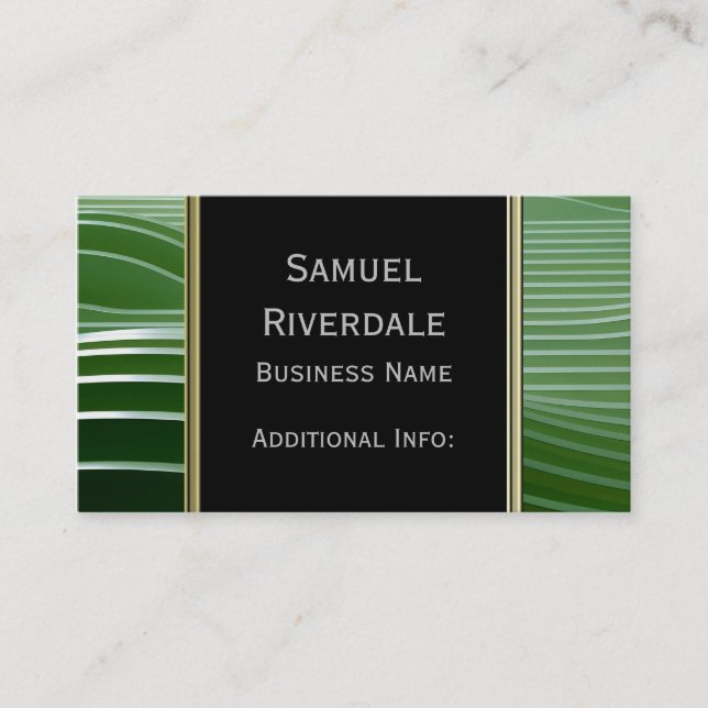 Modern Green Stripes Business Card (Front)