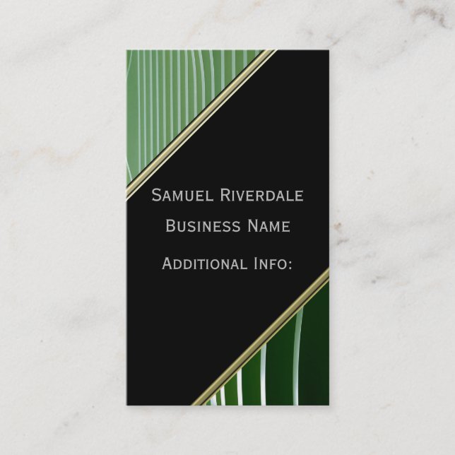 Modern Green Stripes Business Card 4 (Front)