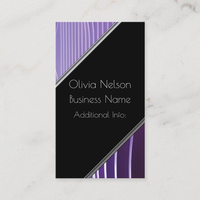 Modern Green Stripes Business Card 4 (Front)