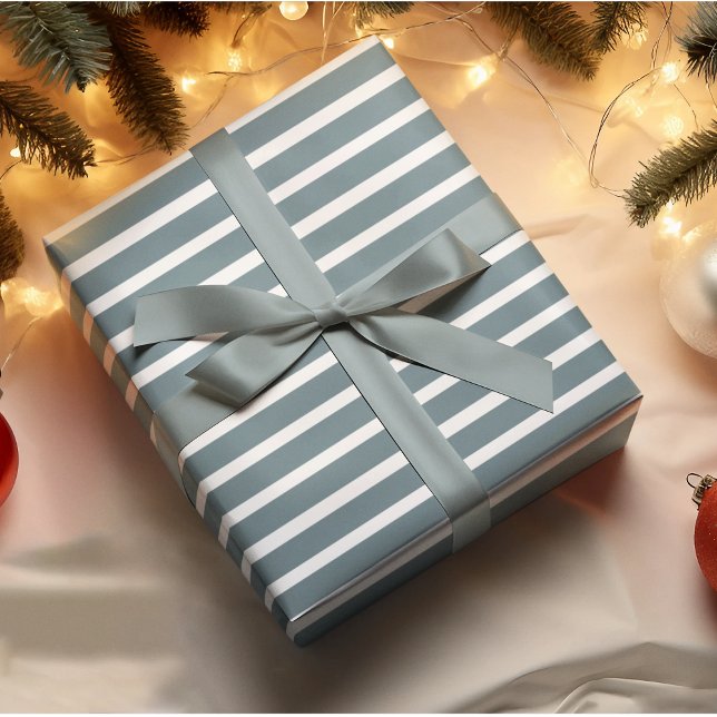 Modern Green Stripes Christmas Wrapping Paper (Creator Uploaded)