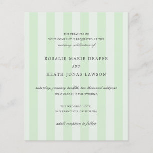 Modern Green Stripes Elegant Budget Wedding Invite Flyer