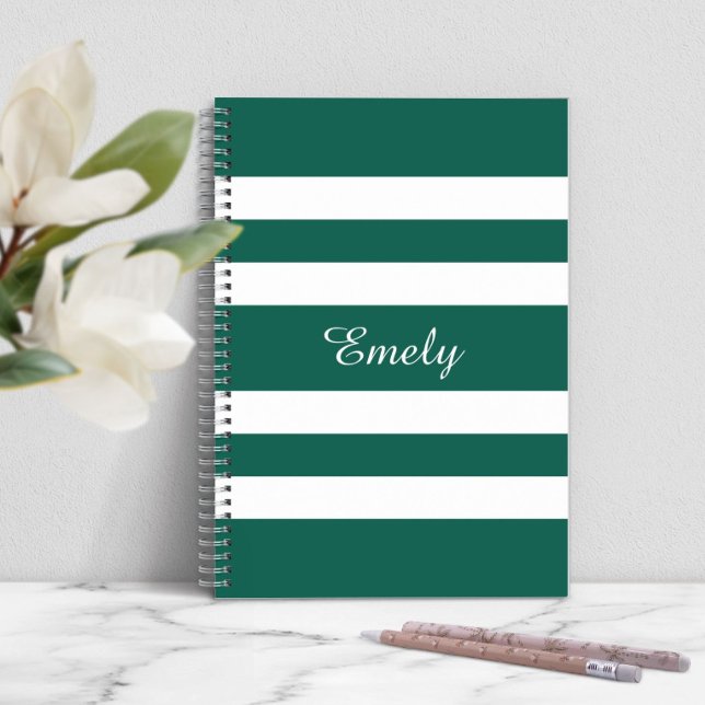 Modern Green Stripes Pattern Name Notebook (Modern Green Stripes Pattern Name Notebook)