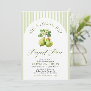 Modern Green Stripes Perfect Pair Bridal Shower Invitation