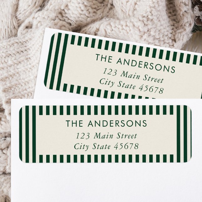 Modern Green Stripes Return Address Label (Creator Uploaded)