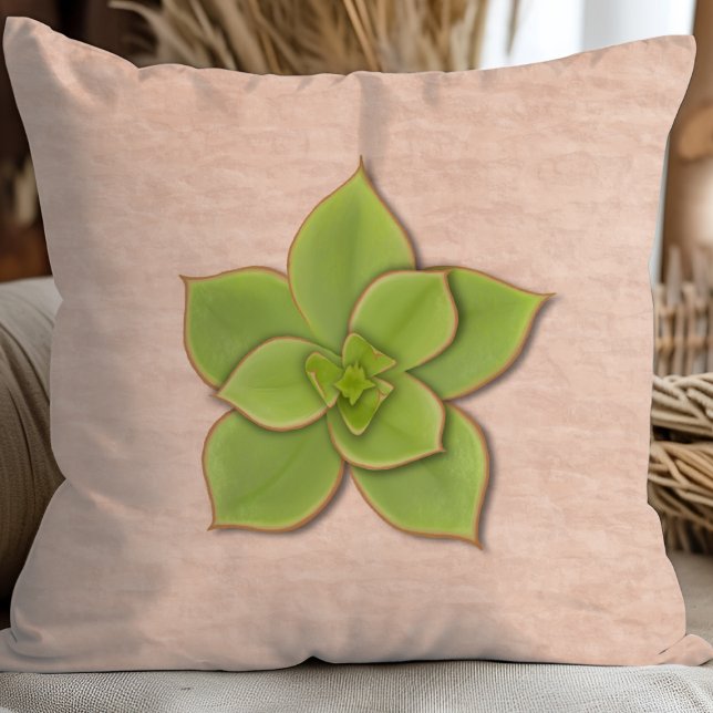 Modern Green Succulent Botanical Throw Pillow (Creator Uploaded)