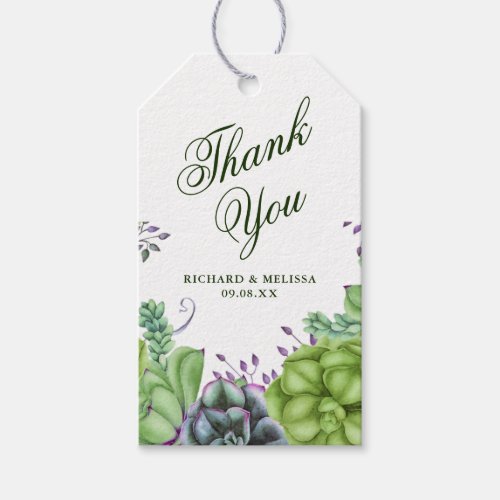 Modern Green Succulent Wedding Thank You Gift Tags
