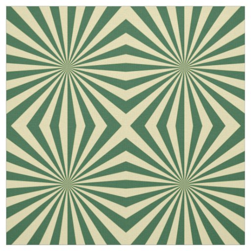 Modern Green Sun Ray Pattern Fabric