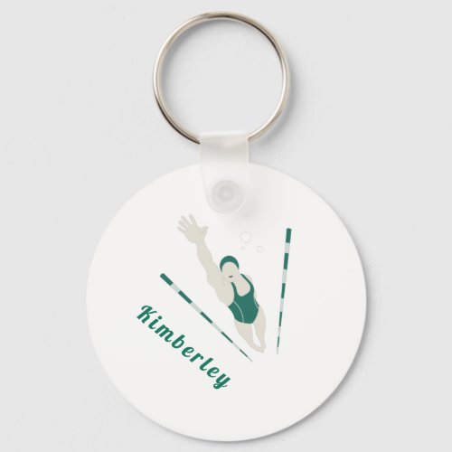 Modern Green Swimmer Illustration Swimming Theme   Keychain