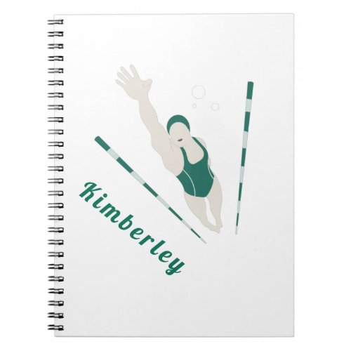 Modern Green Swimmer Illustration Swimming Theme   Notebook