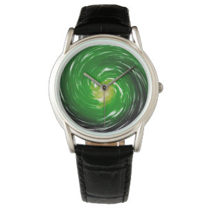 Modern Green Swirl Abstract Art Watch